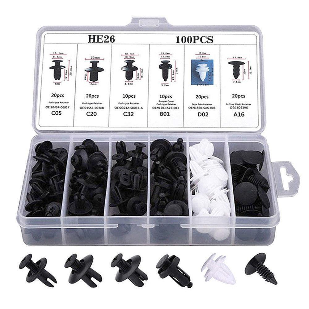 100pcs Mixed Auto Fastener Clip Car Body Push Retainer Pin Rivet Bumper Door Trim Panel Retainer Fastener Kit Car Accessories - ItemBear.com