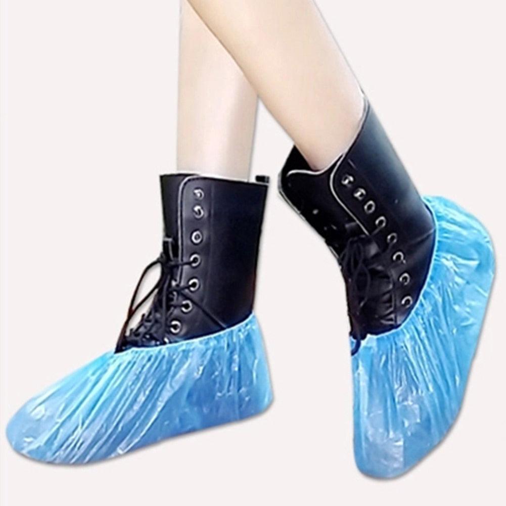 100Pcs Plastic Waterproof Disposable Shoe Covers - ItemBear.com