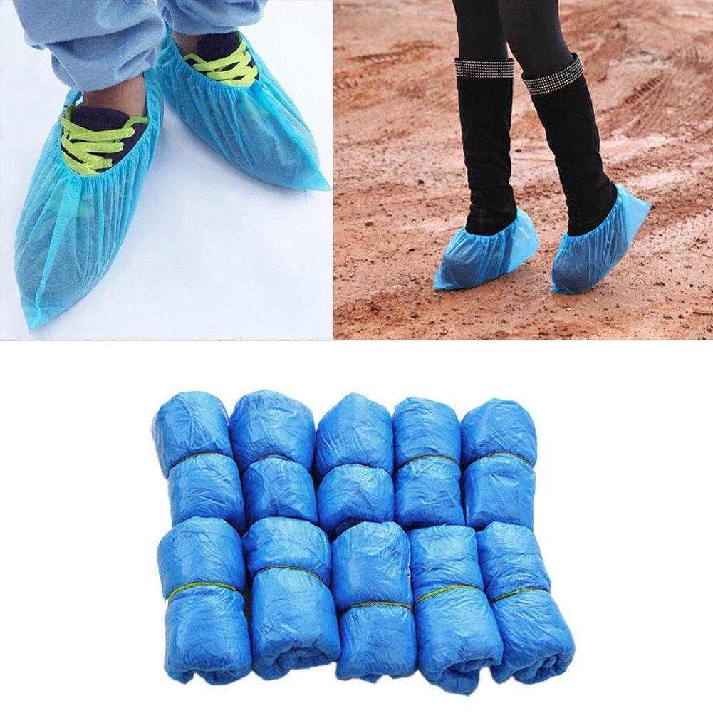100Pcs Plastic Waterproof Disposable Shoe Covers - ItemBear.com