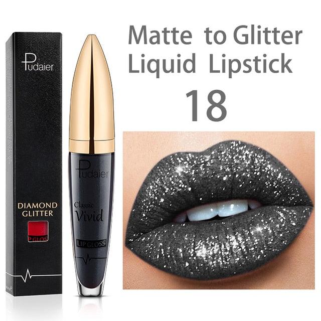 18 Colors Long Lasting Matte Glitter Liquid Shiny Lip Gloss - ItemBear.com