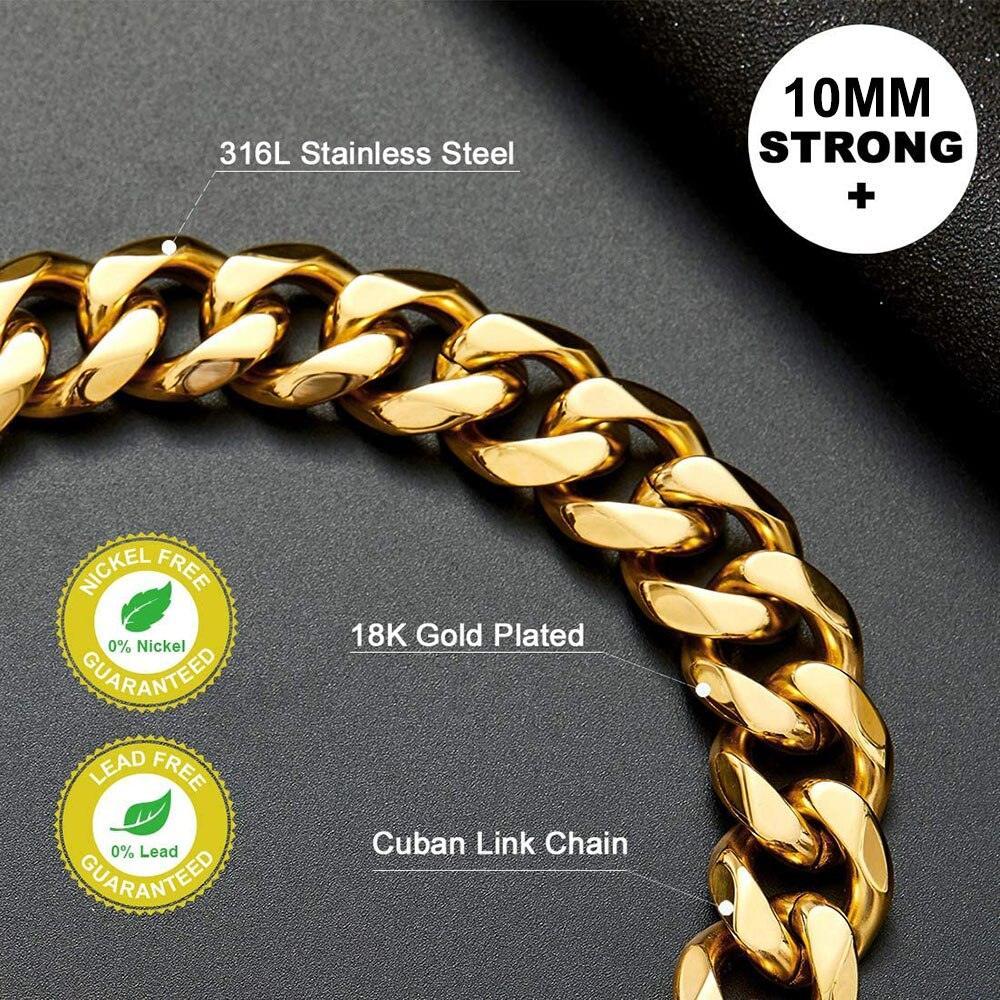 18K Gold Cuban Link Chain Collar for Dogs - ItemBear.com