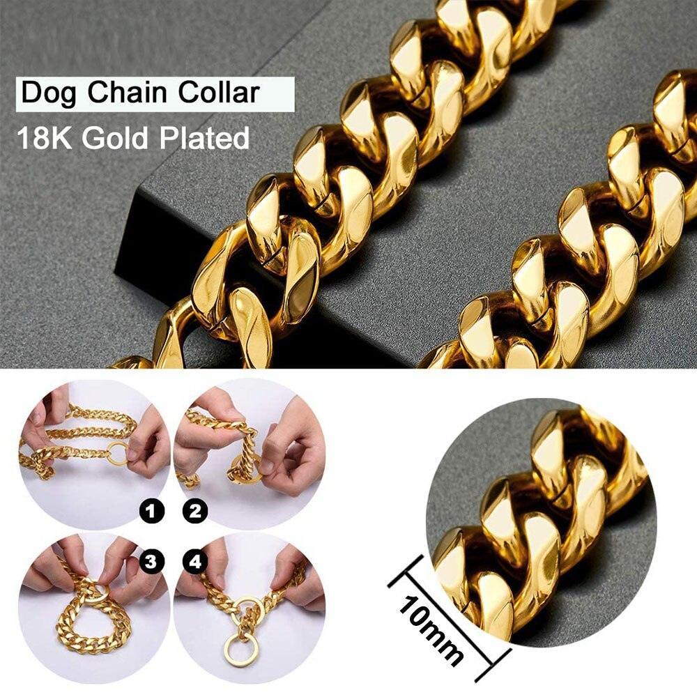 18K Gold Cuban Link Chain Collar for Dogs - ItemBear.com