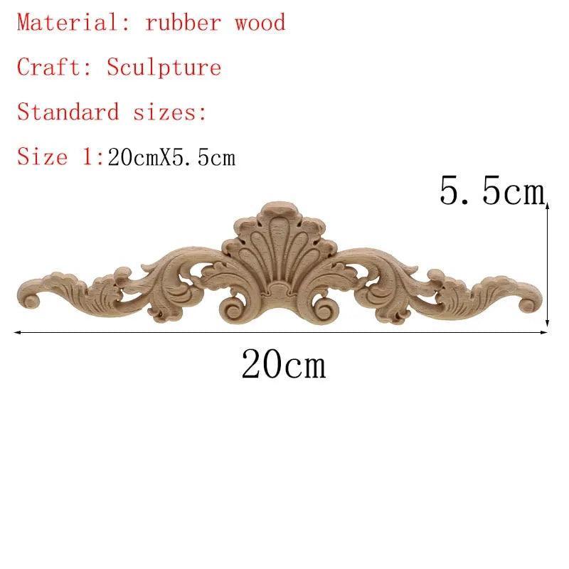 1Pc Unique Natural Floral Wood Carved Wooden Figurines Crafts Corner Appliques Frame Wall Door Furniture Woodcarving Decorative - ItemBear.com