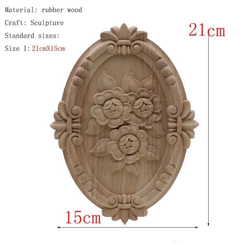 1Pc Unique Natural Floral Wood Carved Wooden Figurines Crafts Corner Appliques Frame Wall Door Furniture Woodcarving Decorative - ItemBear.com