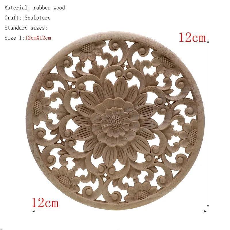 1Pc Unique Natural Floral Wood Carved Wooden Figurines Crafts Corner Appliques Frame Wall Door Furniture Woodcarving Decorative - ItemBear.com