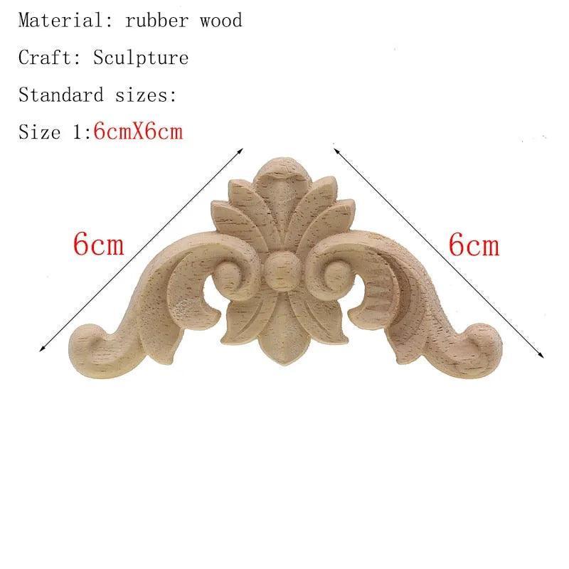 1Pc Unique Natural Floral Wood Carved Wooden Figurines Crafts Corner Appliques Frame Wall Door Furniture Woodcarving Decorative - ItemBear.com