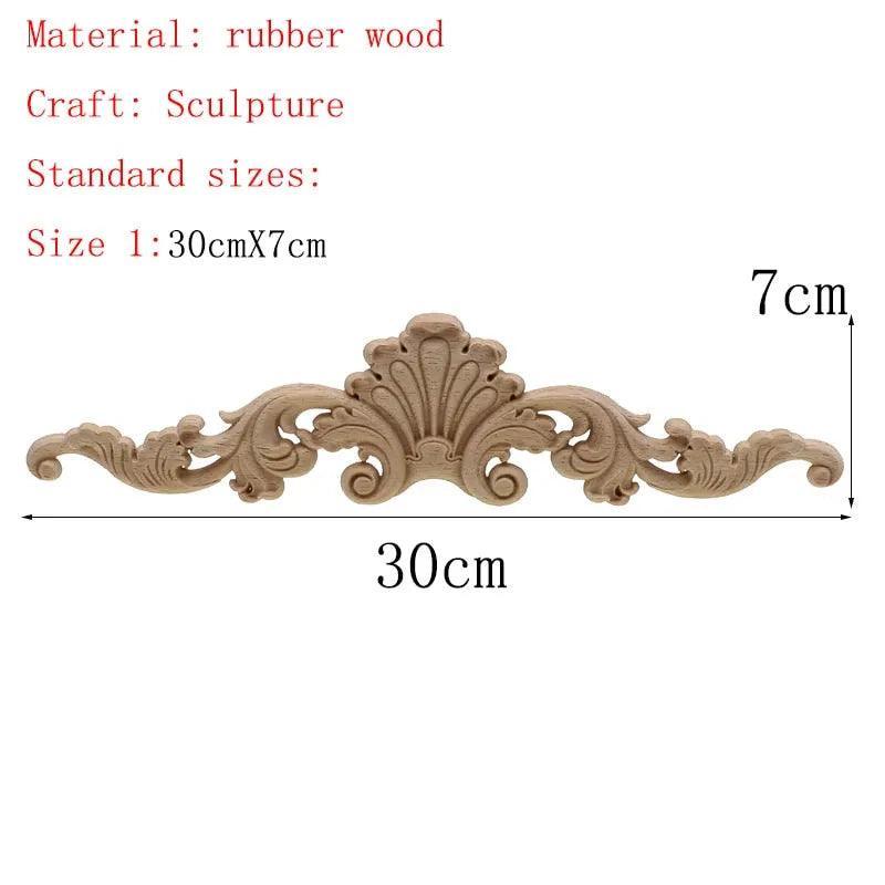1Pc Unique Natural Floral Wood Carved Wooden Figurines Crafts Corner Appliques Frame Wall Door Furniture Woodcarving Decorative - ItemBear.com