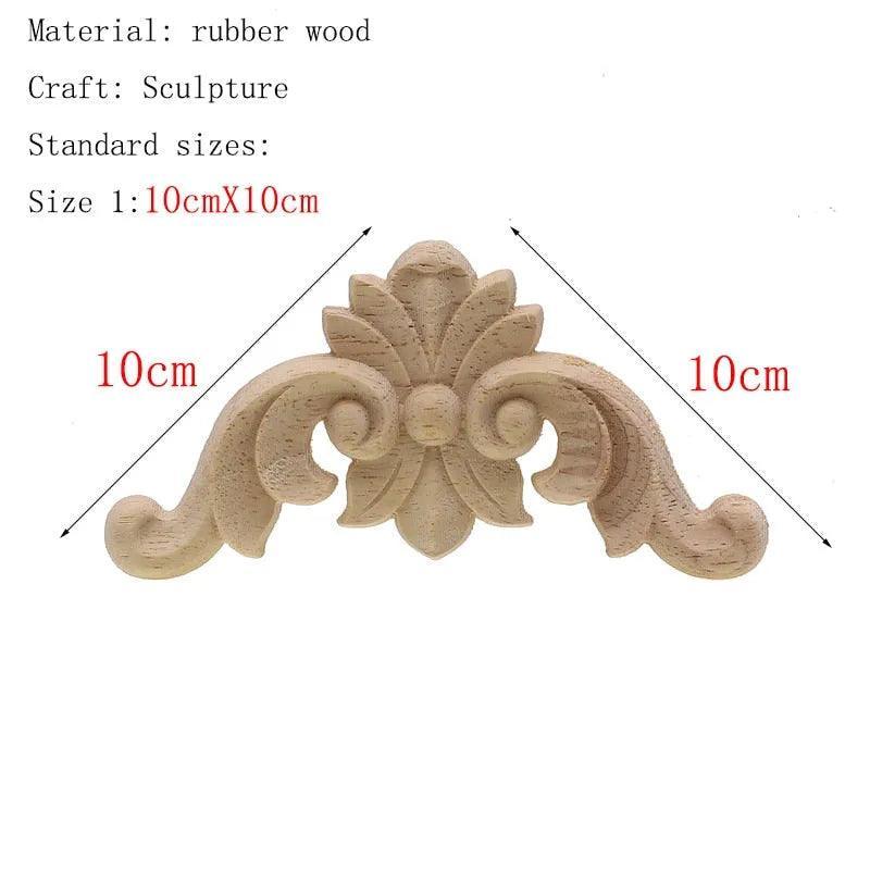 1Pc Unique Natural Floral Wood Carved Wooden Figurines Crafts Corner Appliques Frame Wall Door Furniture Woodcarving Decorative - ItemBear.com