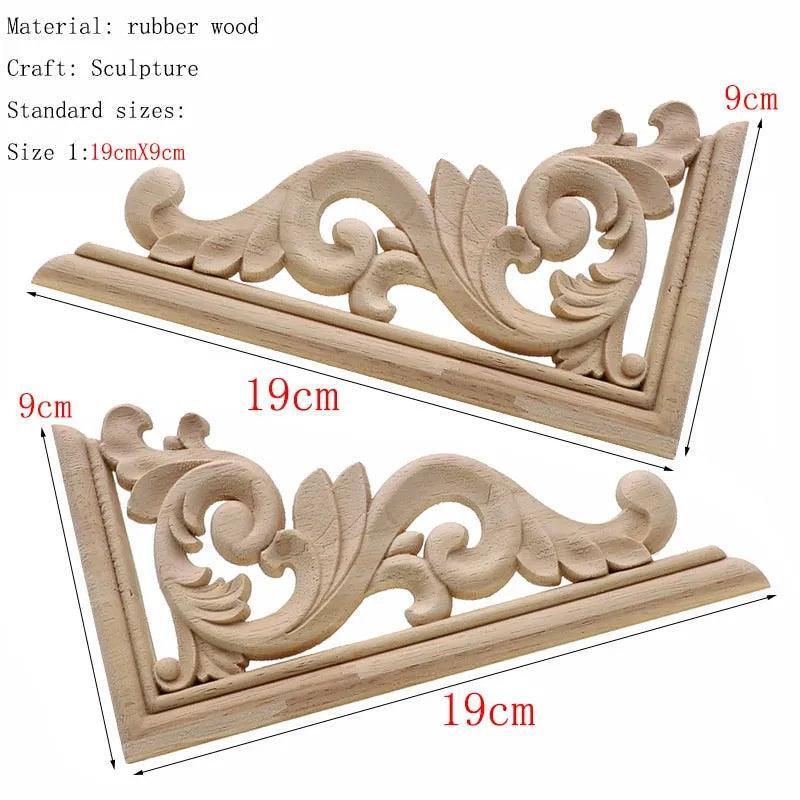 1Pc Unique Natural Floral Wood Carved Wooden Figurines Crafts Corner Appliques Frame Wall Door Furniture Woodcarving Decorative - ItemBear.com