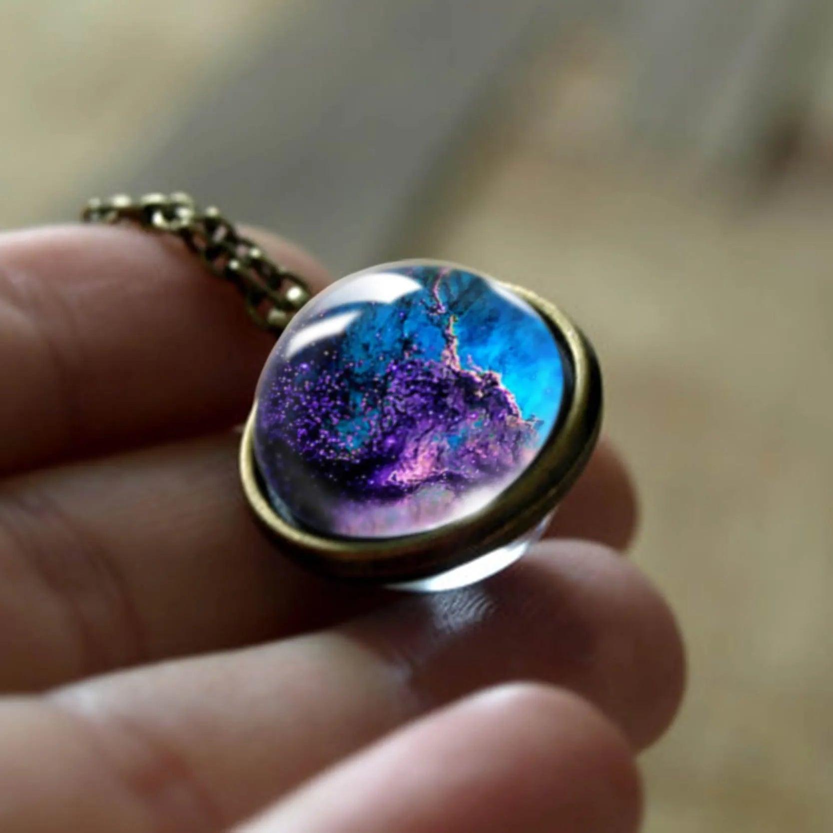 2020 New Nebula Galaxy Double Sided Pendant Necklace Universe Planet Jewelry Glass Art Picture Handmade Statement Necklace - ItemBear.com