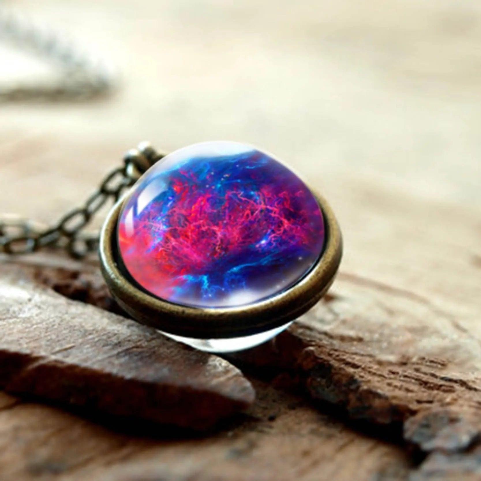 2020 New Nebula Galaxy Double Sided Pendant Necklace Universe Planet Jewelry Glass Art Picture Handmade Statement Necklace - ItemBear.com