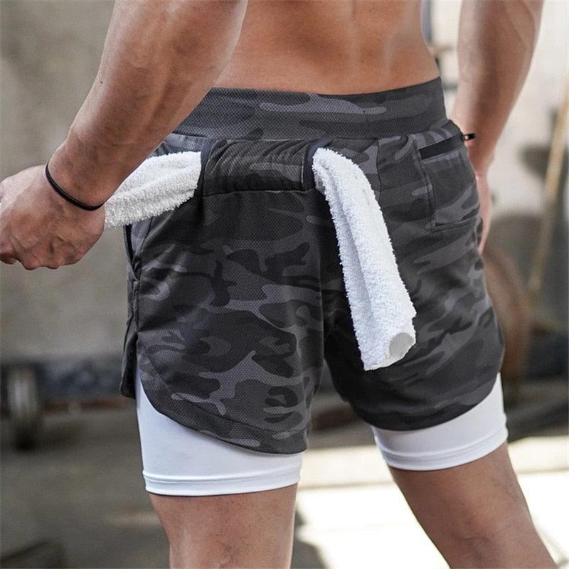 2021 Camo Running Shorts Men 2 In 1 Double-deck Quick Dry GYM Sport Shorts Fitness Jogging Workout Shorts Men Sports Short Pants - ItemBear.com
