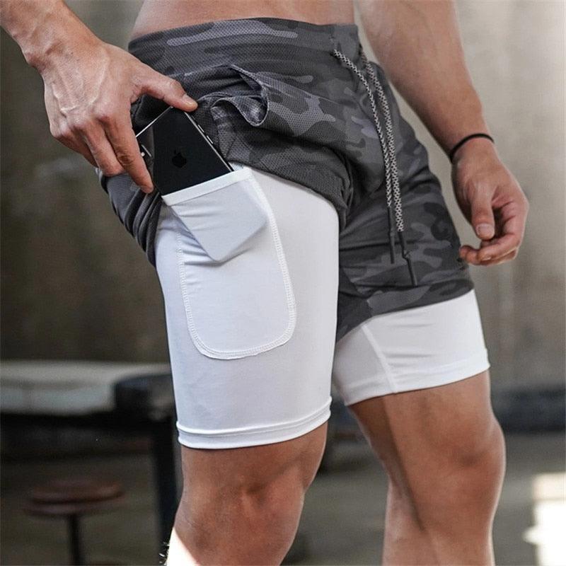 2021 Camo Running Shorts Men 2 In 1 Double-deck Quick Dry GYM Sport Shorts Fitness Jogging Workout Shorts Men Sports Short Pants - ItemBear.com