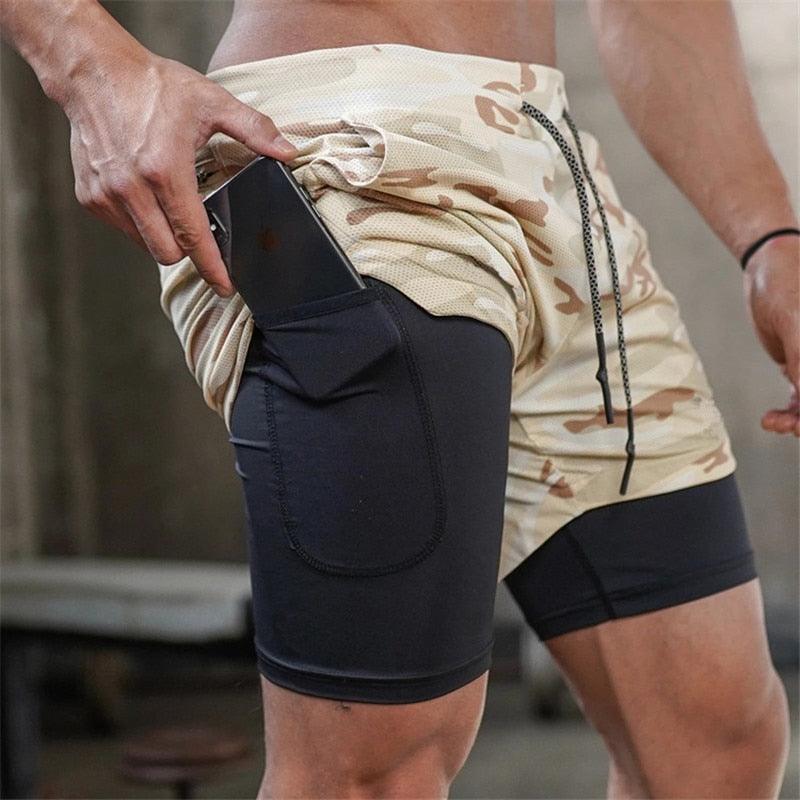 2021 Camo Running Shorts Men 2 In 1 Double-deck Quick Dry GYM Sport Shorts Fitness Jogging Workout Shorts Men Sports Short Pants - ItemBear.com