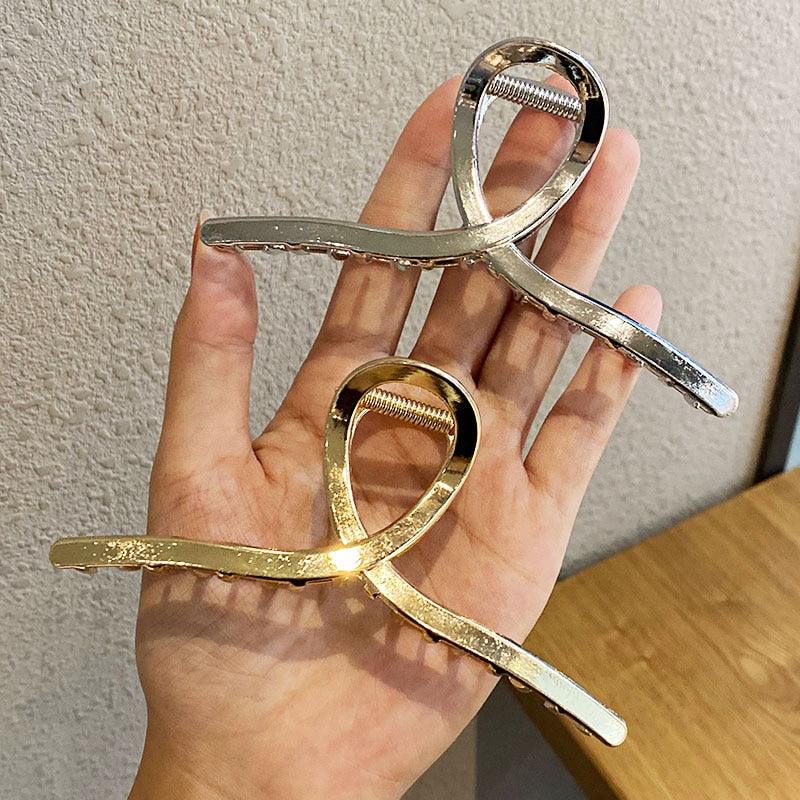 2021 New Women Elegant Gold Silver Hollow Geometric Metal Hair Claw Vintage Hair Clips Headband Hairpin Fashion Hair Accessories - ItemBear.com