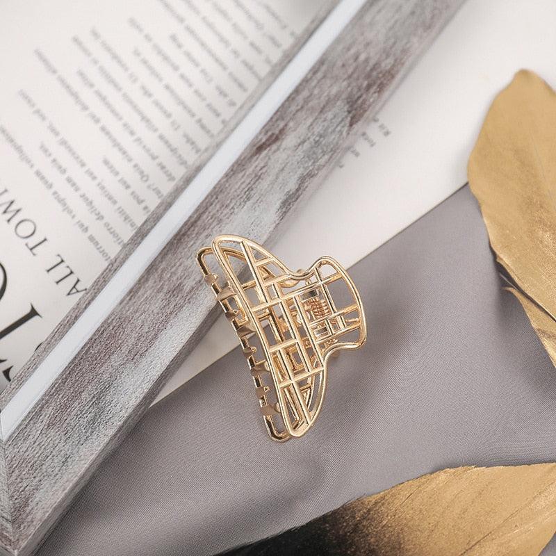 2021 New Women Elegant Gold Silver Hollow Geometric Metal Hair Claw Vintage Hair Clips Headband Hairpin Fashion Hair Accessories - ItemBear.com