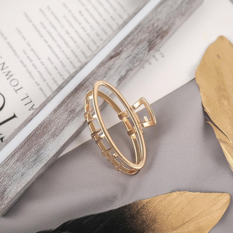 2021 New Women Elegant Gold Silver Hollow Geometric Metal Hair Claw Vintage Hair Clips Headband Hairpin Fashion Hair Accessories - ItemBear.com