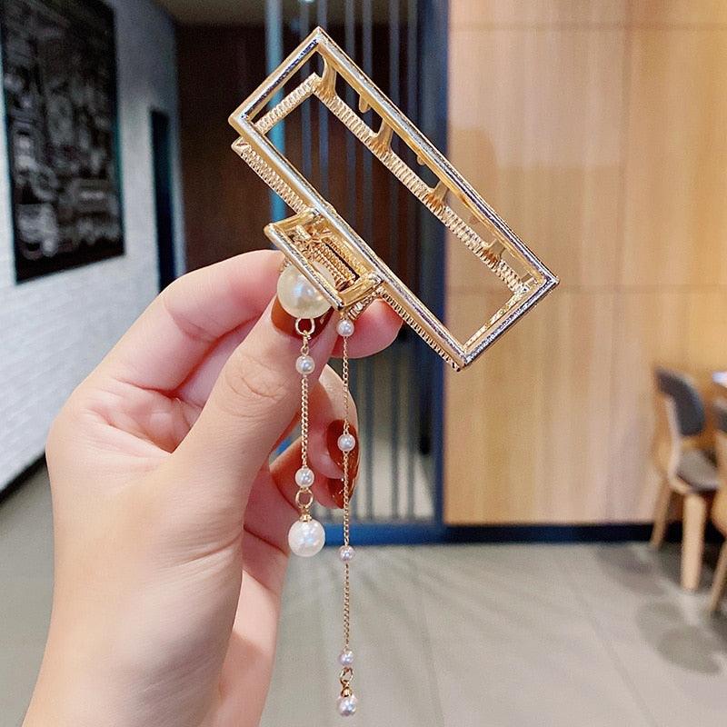 2021 New Women Elegant Gold Silver Hollow Geometric Metal Hair Claw Vintage Hair Clips Headband Hairpin Fashion Hair Accessories - ItemBear.com