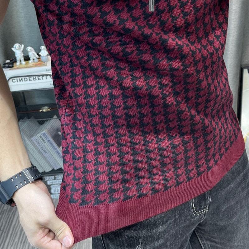 2022 Spring Short Sleeve Sweater T-shirt Men Plaid Knitted Thickened - Premium Other from AliExpress Winners - Just $144.47! Shop now at ItemBear.com