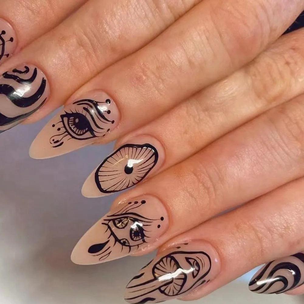 24Pcs Middle Length Ballerina Nude Pink Color False Nails Design With Heart Pattern DIY Artificial Fake Nails With Press Glue - ItemBear.com