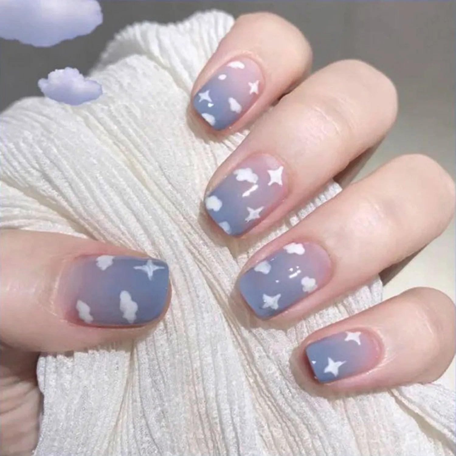 24Pcs/Box Charming Pink Flame Short Ballet Wearable Fake Nails press on Square Head Full Cover Detachable Finished Fingernails - ItemBear.com
