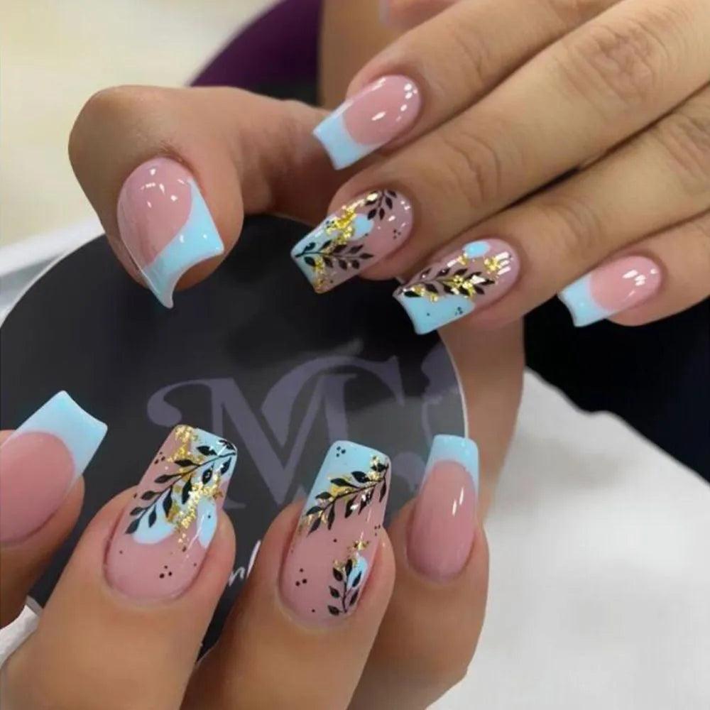 24Pcs/Box Charming Pink Flame Short Ballet Wearable Fake Nails press on Square Head Full Cover Detachable Finished Fingernails - ItemBear.com