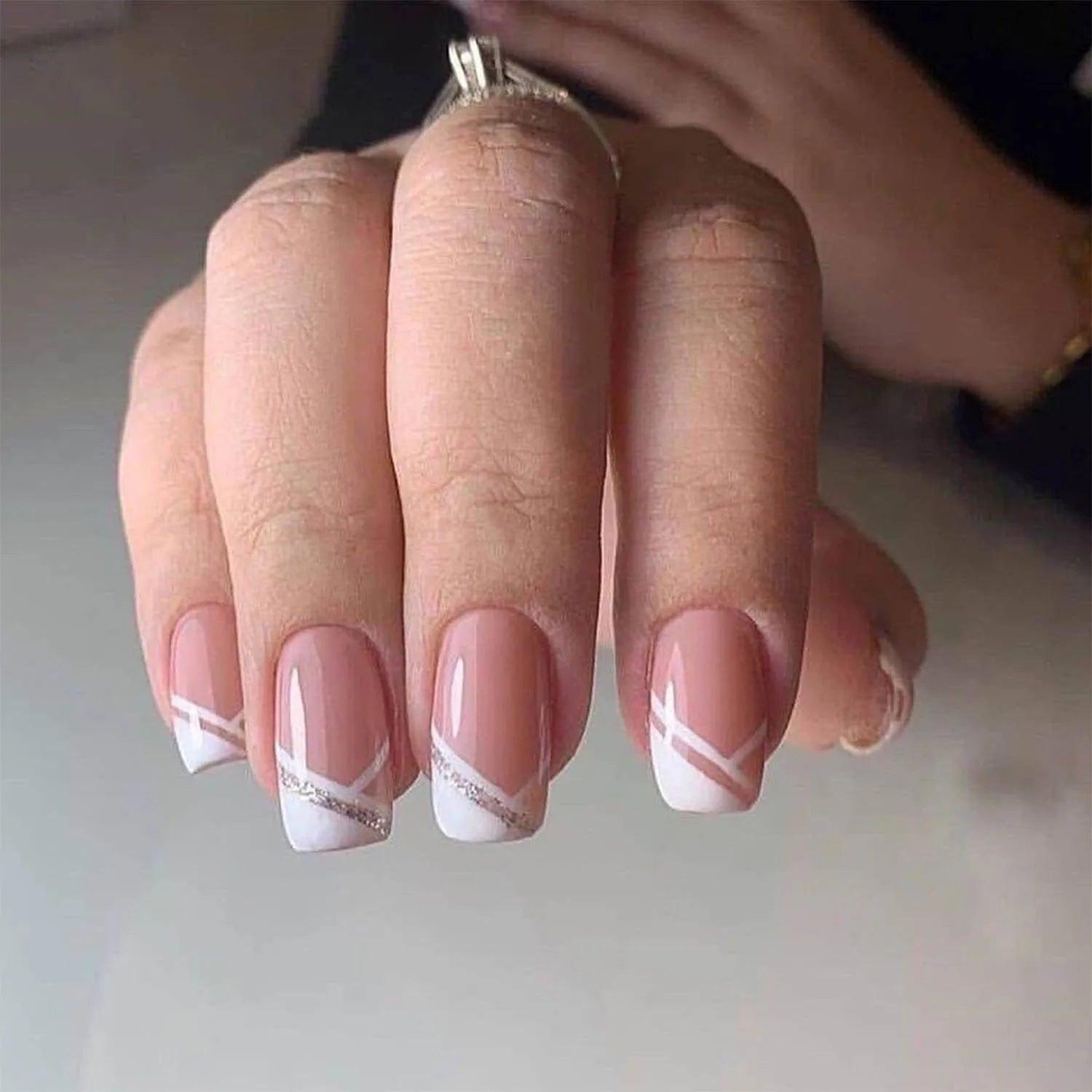 24Pcs/Box Charming Pink Flame Short Ballet Wearable Fake Nails press on Square Head Full Cover Detachable Finished Fingernails - ItemBear.com