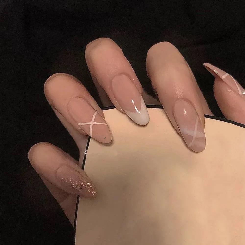 24Pcs/Box Charming Pink Flame Short Ballet Wearable Fake Nails press on Square Head Full Cover Detachable Finished Fingernails - ItemBear.com