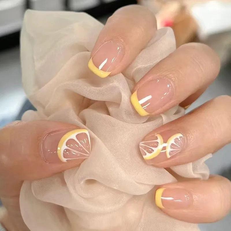 24Pcs/Box Charming Pink Flame Short Ballet Wearable Fake Nails press on Square Head Full Cover Detachable Finished Fingernails - ItemBear.com