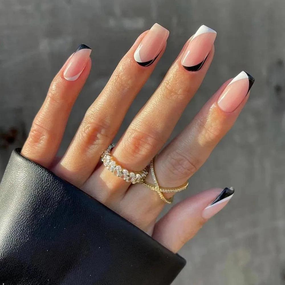 24Pcs/Box Charming Pink Flame Short Ballet Wearable Fake Nails press on Square Head Full Cover Detachable Finished Fingernails - ItemBear.com