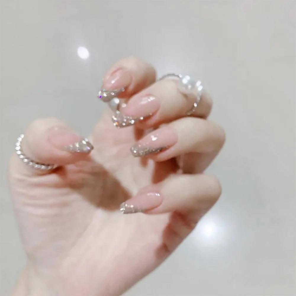 24Pcs/Box Charming Pink Flame Short Ballet Wearable Fake Nails press on Square Head Full Cover Detachable Finished Fingernails - ItemBear.com