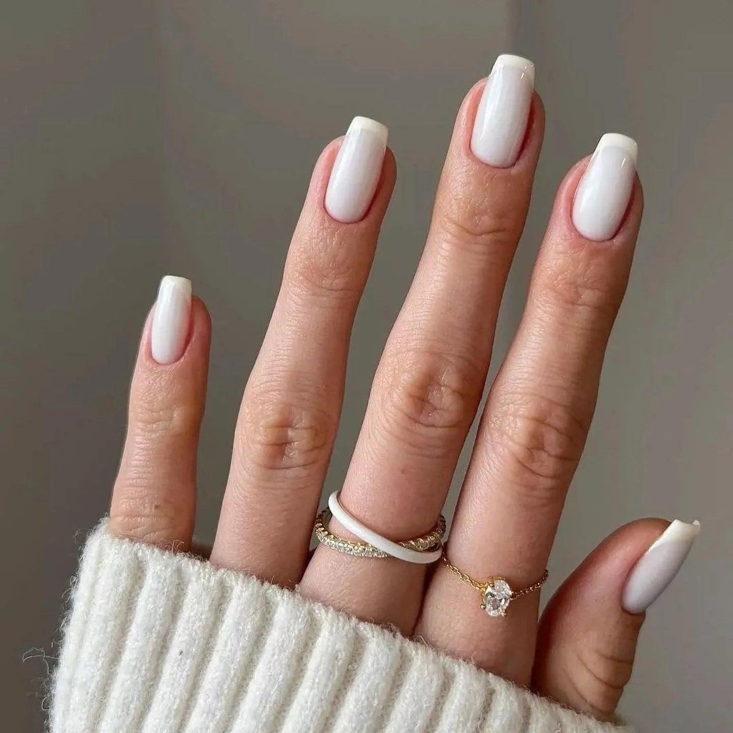 24Pcs/Box Charming Pink Flame Short Ballet Wearable Fake Nails press on Square Head Full Cover Detachable Finished Fingernails - ItemBear.com
