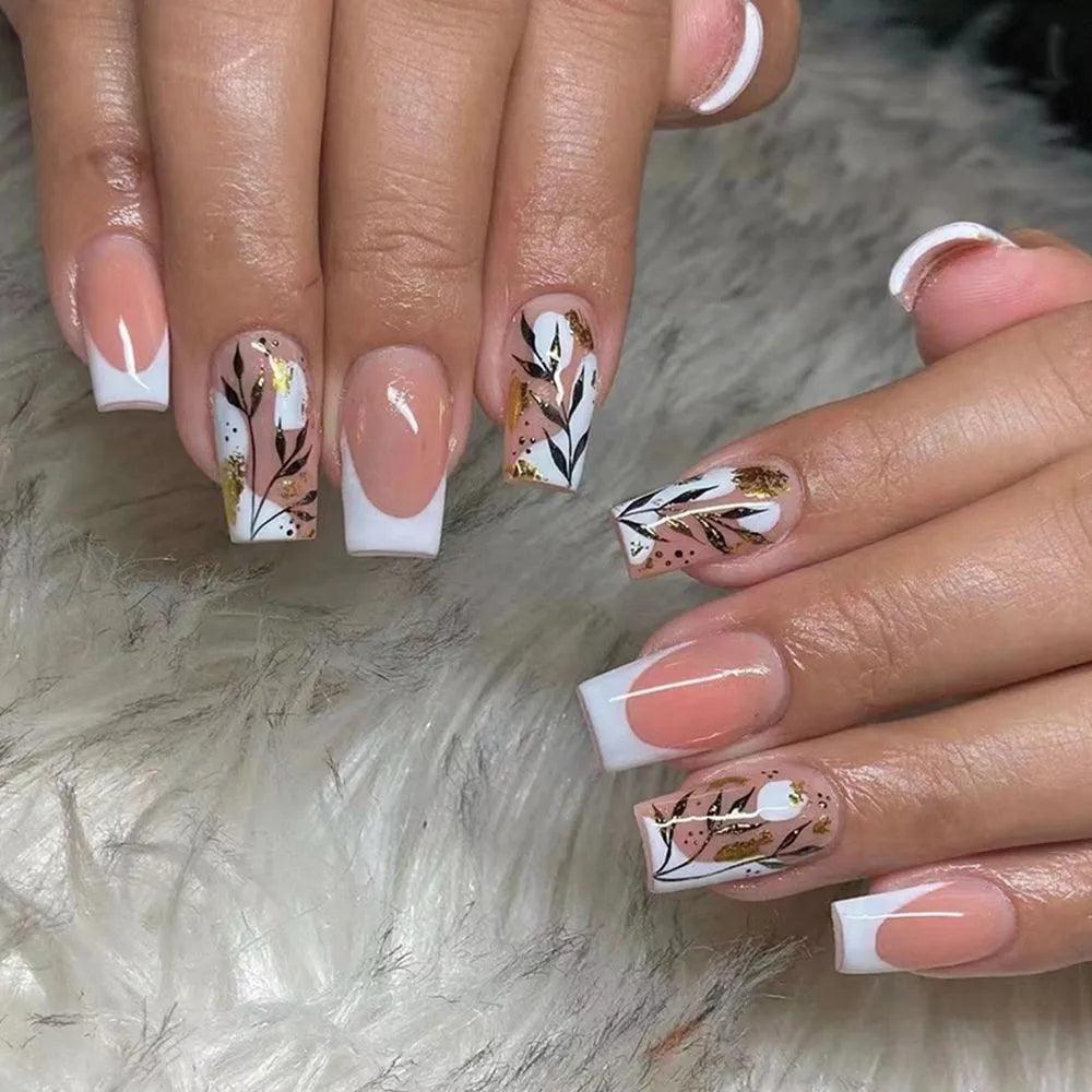 24Pcs/Box Charming Pink Flame Short Ballet Wearable Fake Nails press on Square Head Full Cover Detachable Finished Fingernails - ItemBear.com