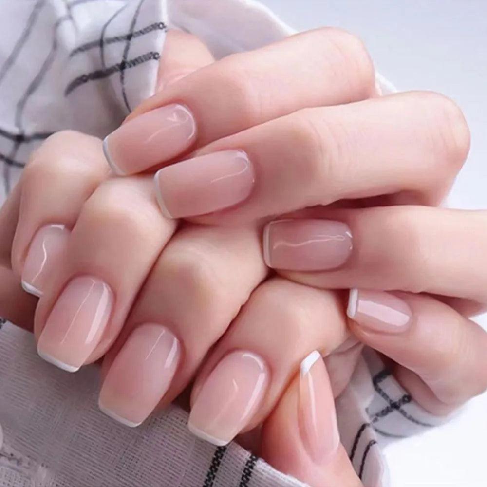 24Pcs/Box Charming Pink Flame Short Ballet Wearable Fake Nails press on Square Head Full Cover Detachable Finished Fingernails - ItemBear.com