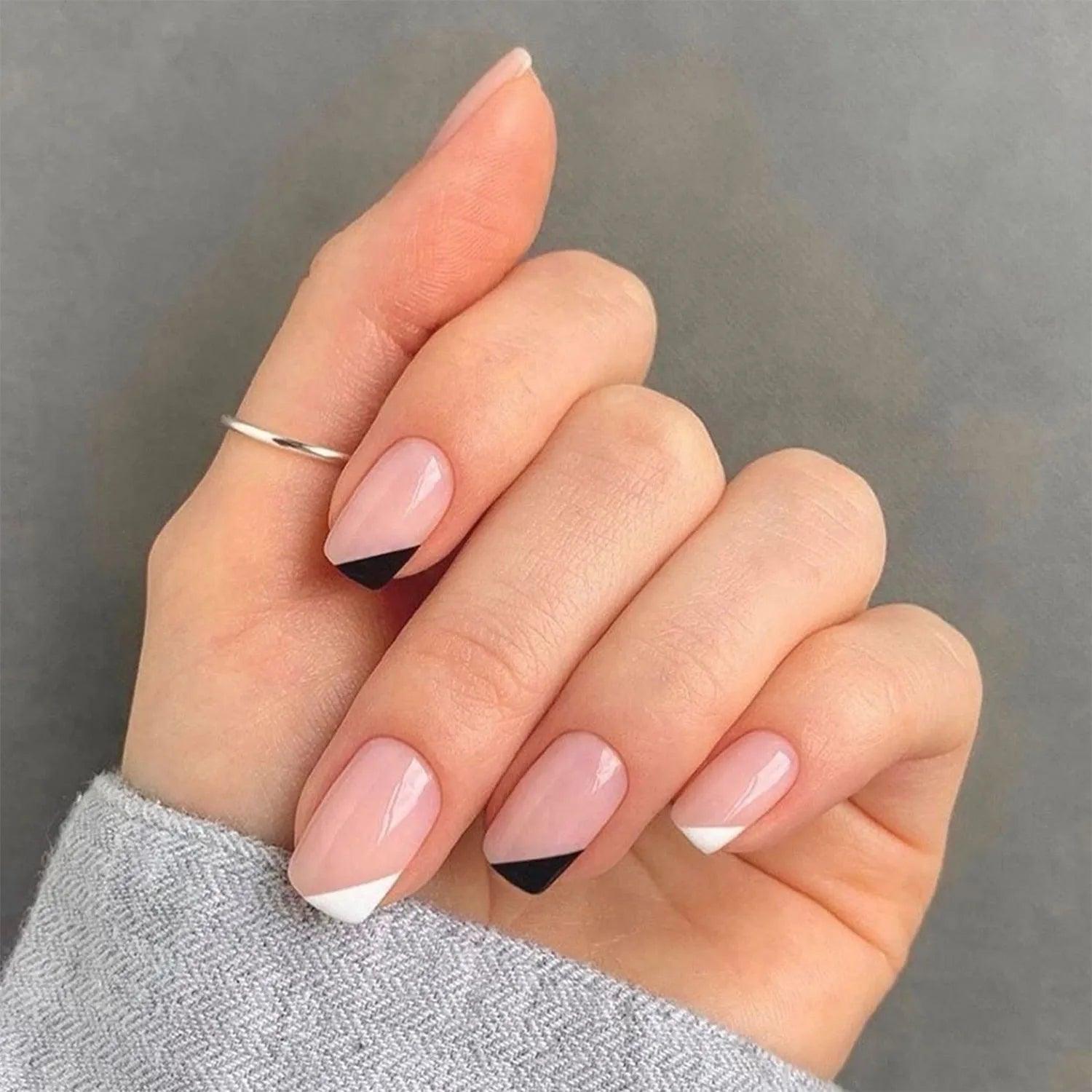 24Pcs/Box Charming Pink Flame Short Ballet Wearable Fake Nails press on Square Head Full Cover Detachable Finished Fingernails - ItemBear.com