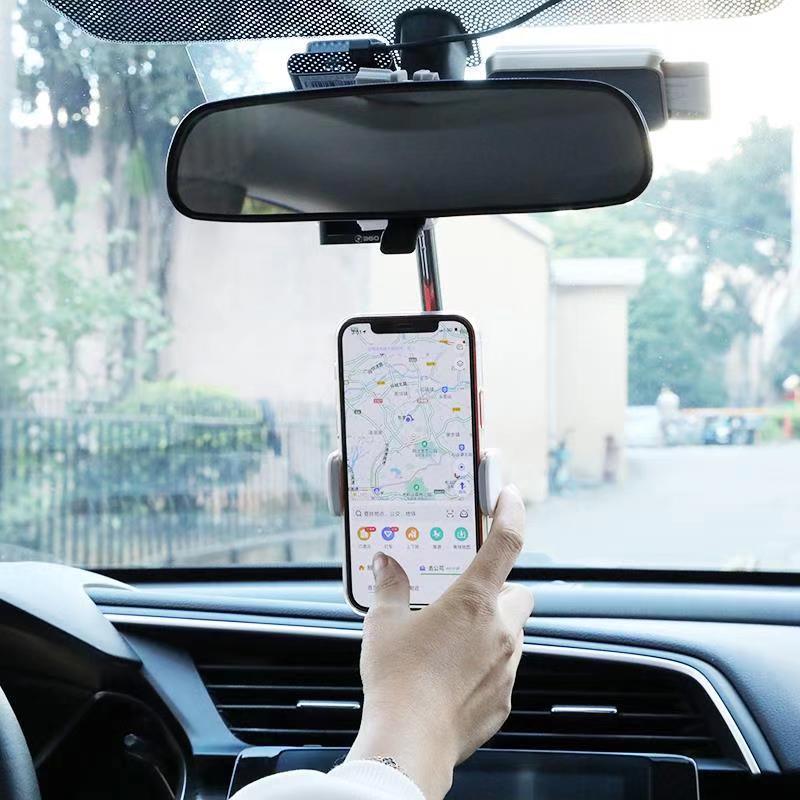360 Degrees Car Rearview Mirror Mount Phone Holder For iPhone 12 GPS Seat Smartphone Car Phone Holder Stand Adjustable Support - ItemBear.com