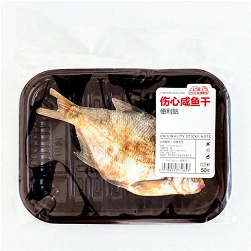 50 Pcs Novelty Funny Fish/Meat Memo Pads Cute Food Sticky Notes Planner Paper Sticker Memorandum School Supplies Stationery Gift - ItemBear.com