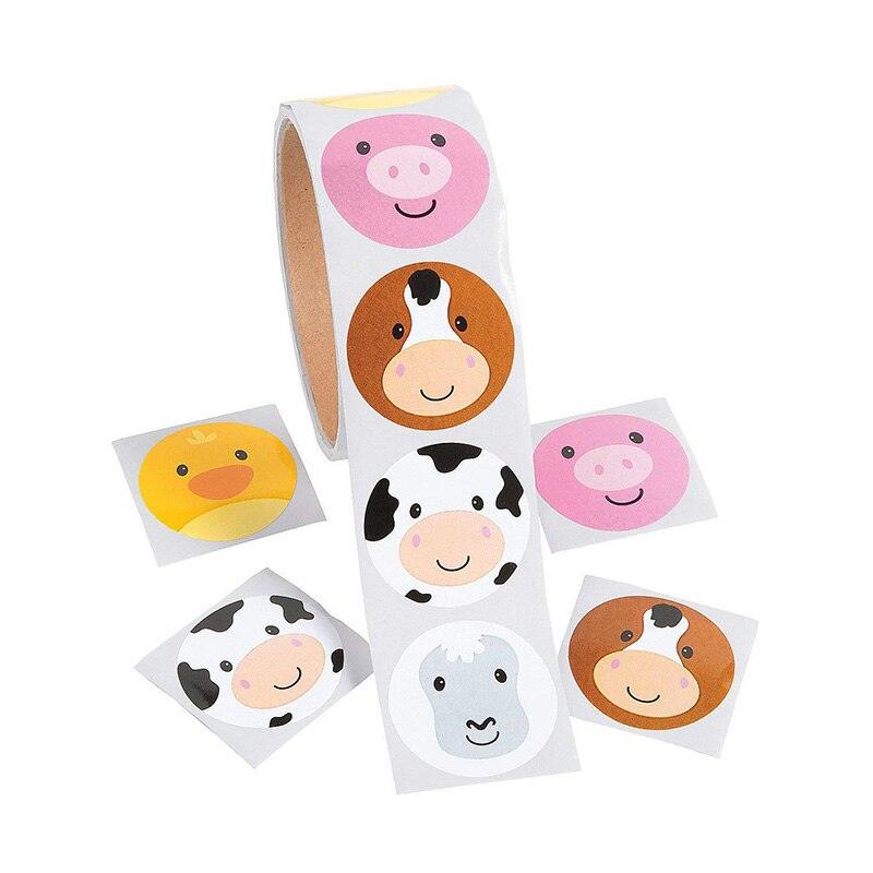 500pcs Funny Animal Stickers roll classic Cute Waterproof farm Package Seal Label Cool Skateboard school Stickers Reward For Kid - ItemBear.com