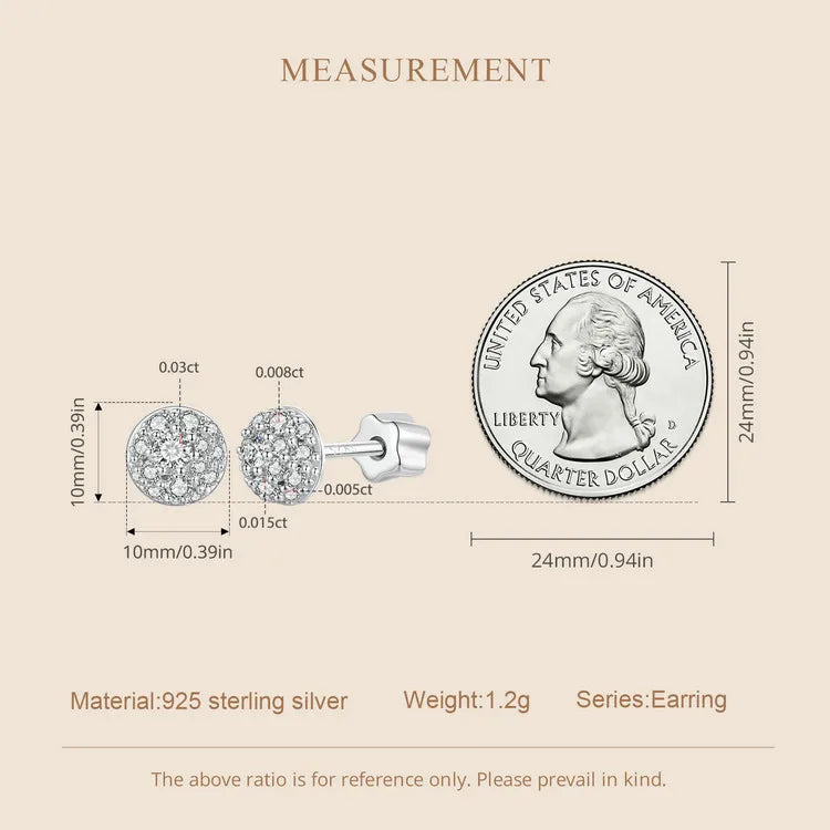 Bamoer U Semi-circle Moissanite Stud Earrings 3D Hemisphere Full Dazzling Lab Diamond Original for Mother's Day Jewelry Gift