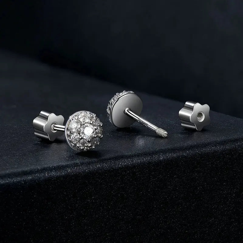 Bamoer U Semi-circle Moissanite Stud Earrings 3D Hemisphere Full Dazzling Lab Diamond Original for Mother's Day Jewelry Gift