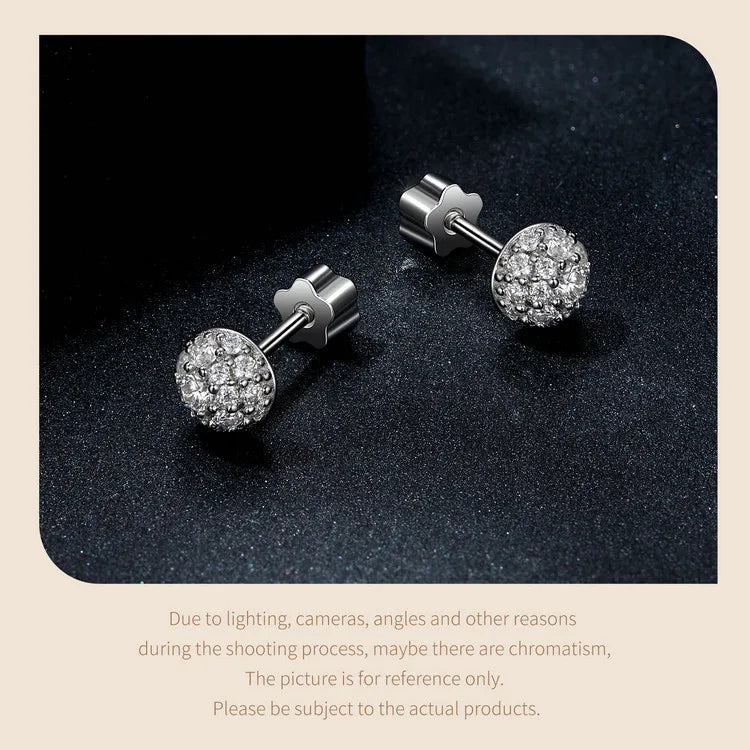 Bamoer U Semi-circle Moissanite Stud Earrings 3D Hemisphere Full Dazzling Lab Diamond Original for Mother's Day Jewelry Gift