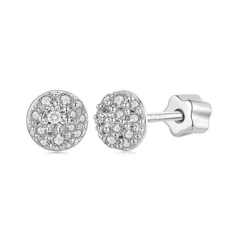Bamoer U Semi-circle Moissanite Stud Earrings 3D Hemisphere Full Dazzling Lab Diamond Original for Mother's Day Jewelry Gift