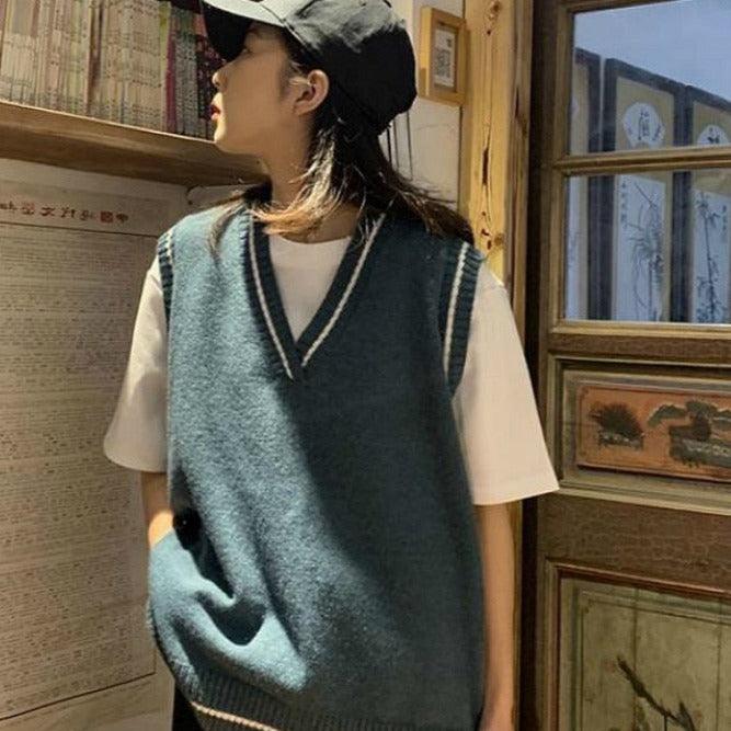 Autumn Striped Sweater Vest - ItemBear.com