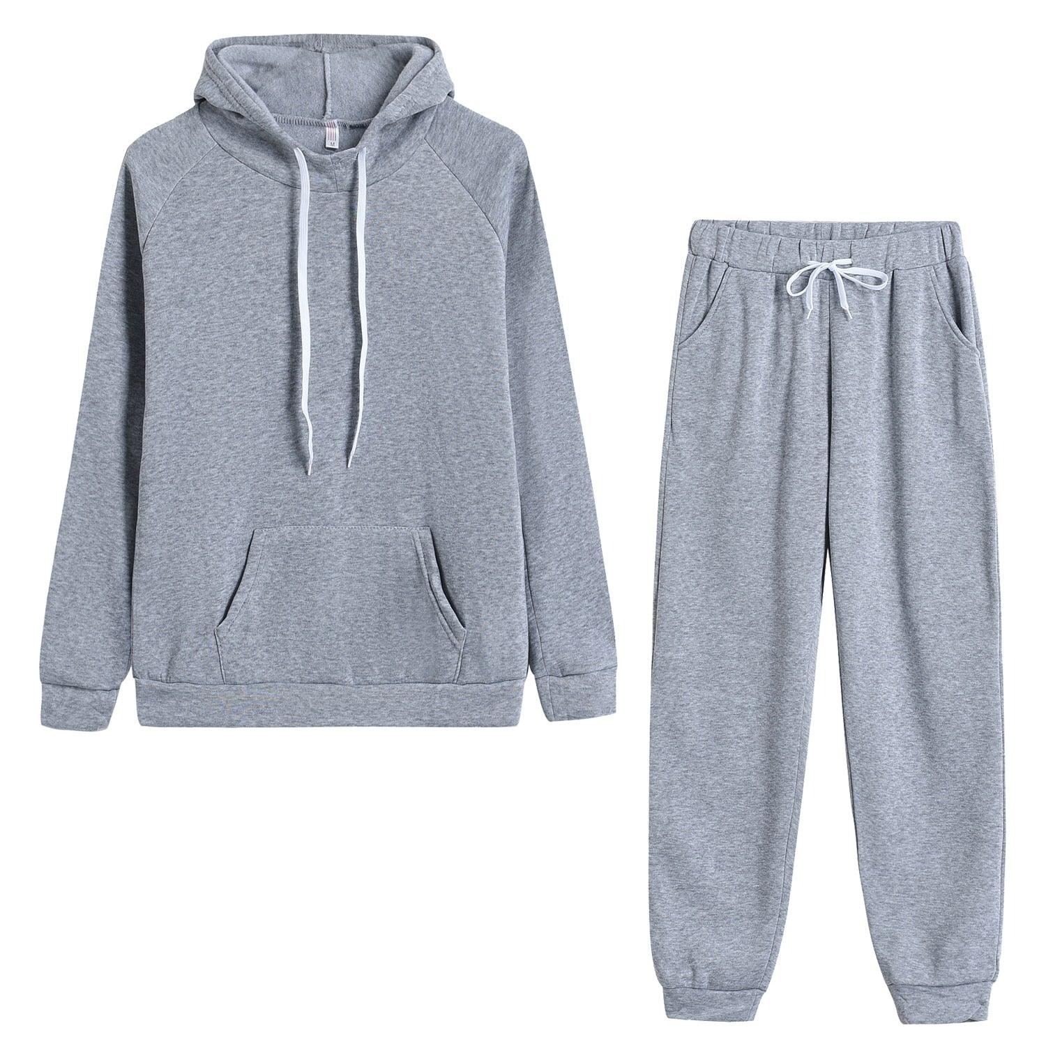 Autumn Women's Fleece Tracksuit 2 Pieces Set Pullover Hoodies+Pants Sport Suit Female Winter Warm Sweatshirt Suit for Woman - ItemBear.com