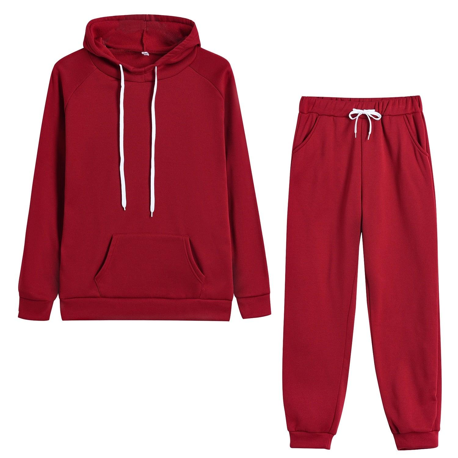 Autumn Women's Fleece Tracksuit 2 Pieces Set Pullover Hoodies+Pants Sport Suit Female Winter Warm Sweatshirt Suit for Woman - ItemBear.com