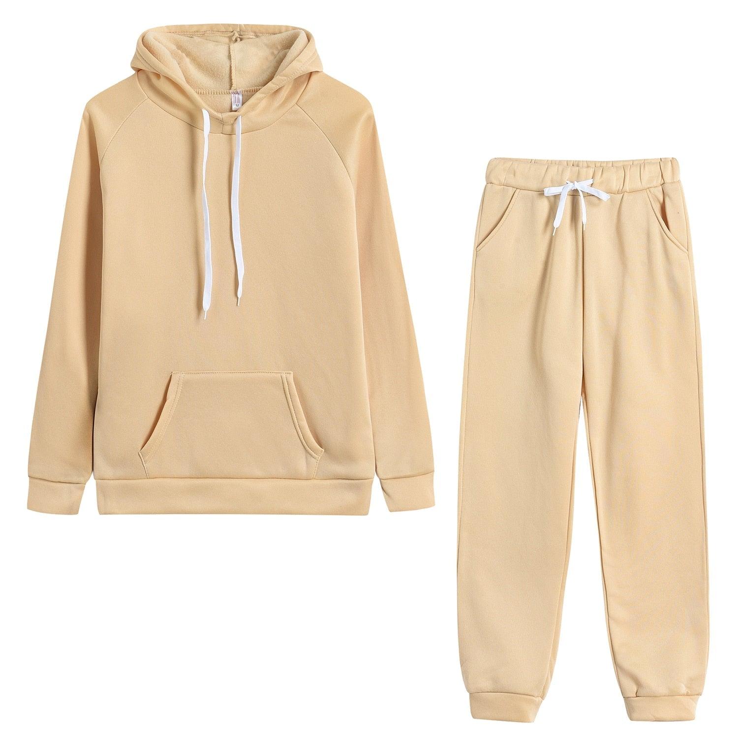 Autumn Women's Fleece Tracksuit 2 Pieces Set Pullover Hoodies+Pants Sport Suit Female Winter Warm Sweatshirt Suit for Woman - ItemBear.com