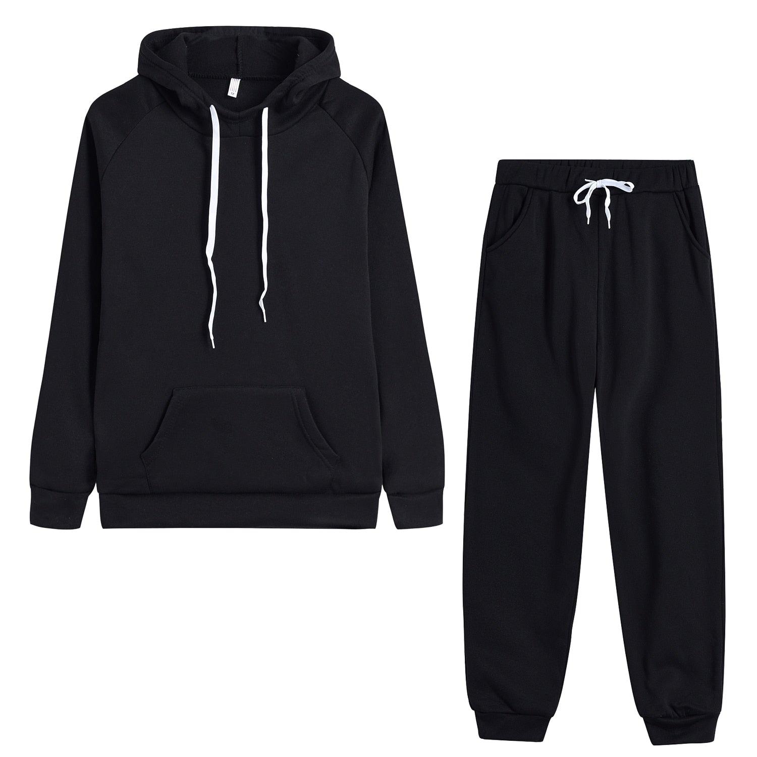 Autumn Women's Fleece Tracksuit 2 Pieces Set Pullover Hoodies+Pants Sport Suit Female Winter Warm Sweatshirt Suit for Woman - ItemBear.com