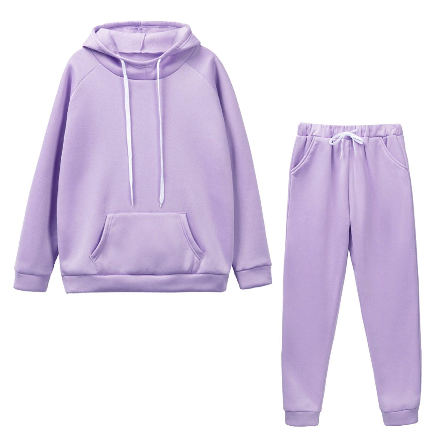 Autumn Women's Fleece Tracksuit 2 Pieces Set Pullover Hoodies+Pants Sport Suit Female Winter Warm Sweatshirt Suit for Woman - ItemBear.com