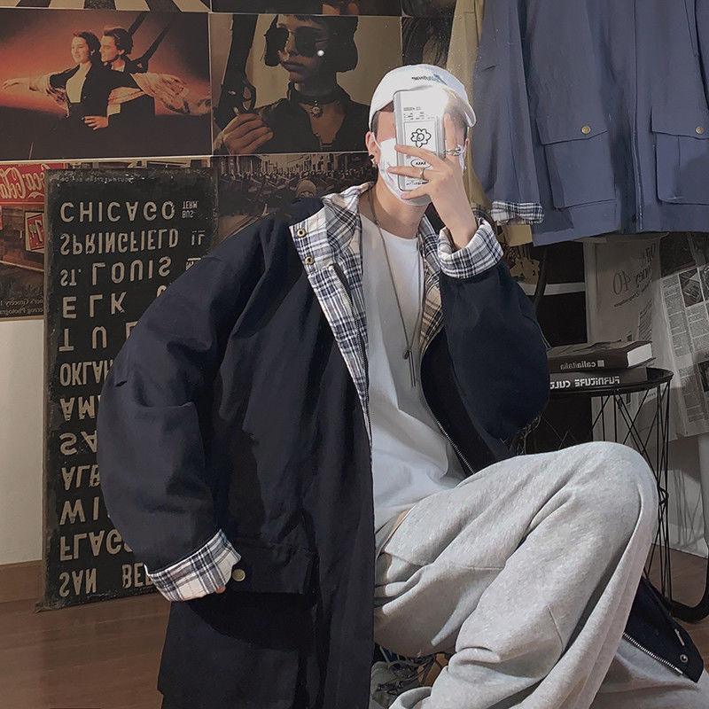 Basic Jackets Women Hooded Harajuku Patchwork Plaid Coats Couple BF High Street Cargo Jacket Female Baggy All - match Ins Zipper - ItemBear.com