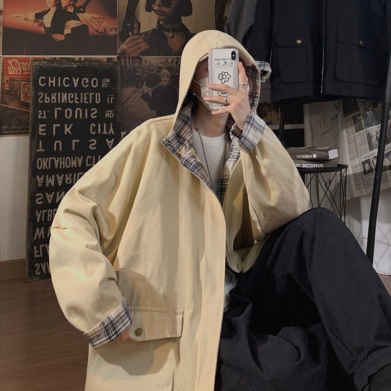 Basic Jackets Women Hooded Harajuku Patchwork Plaid Coats Couple BF High Street Cargo Jacket Female Baggy All - match Ins Zipper - ItemBear.com